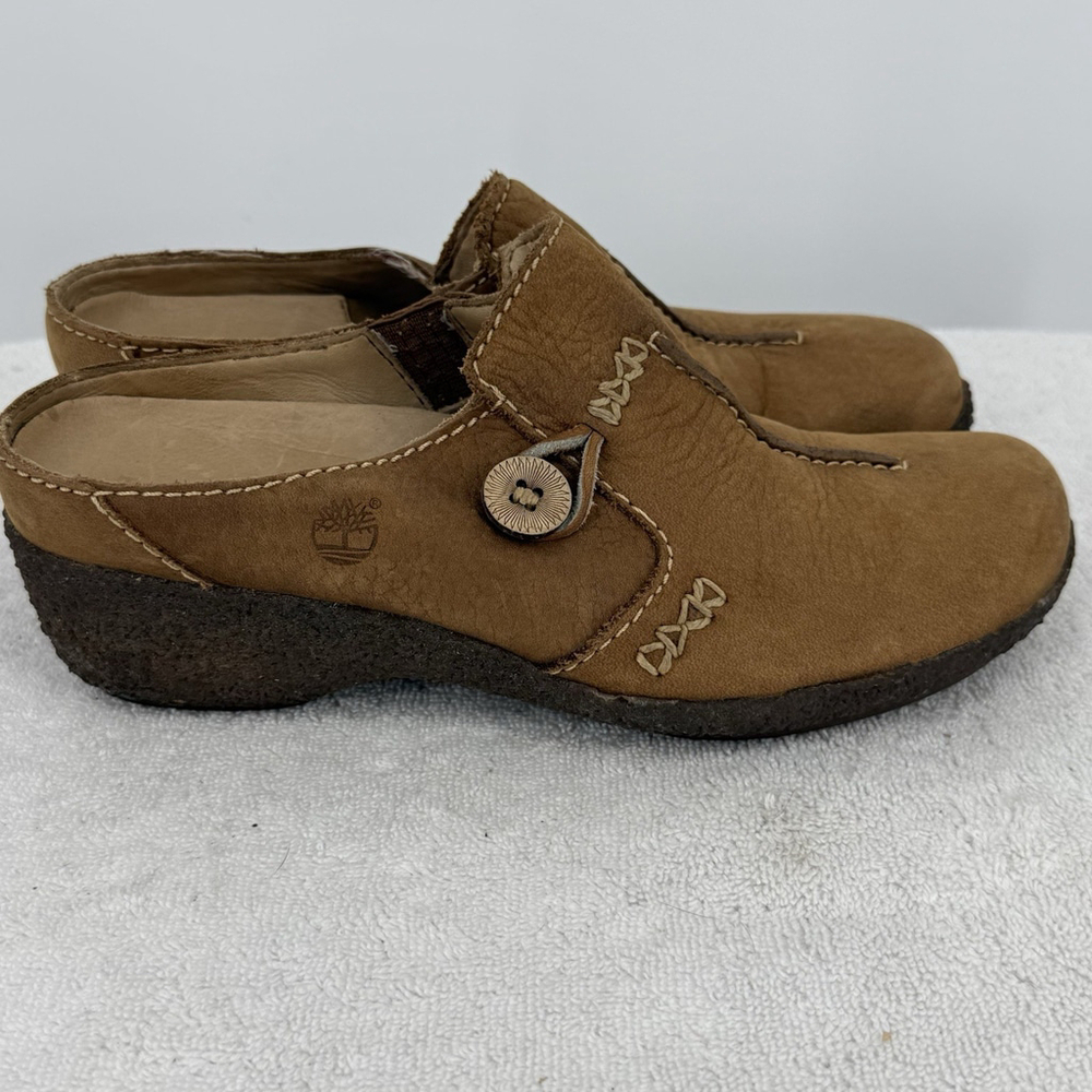 Timberland Comfort System Slides Mules Women’s 7 Brown Shoes Genuine Leather